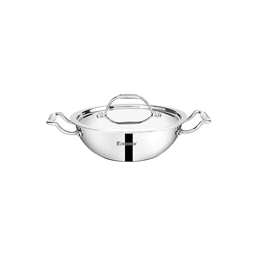 Bergner Argent-Mini Triply Stainless Steel Kadai/Indian Wok with Steel –  Rosh Cookwares.