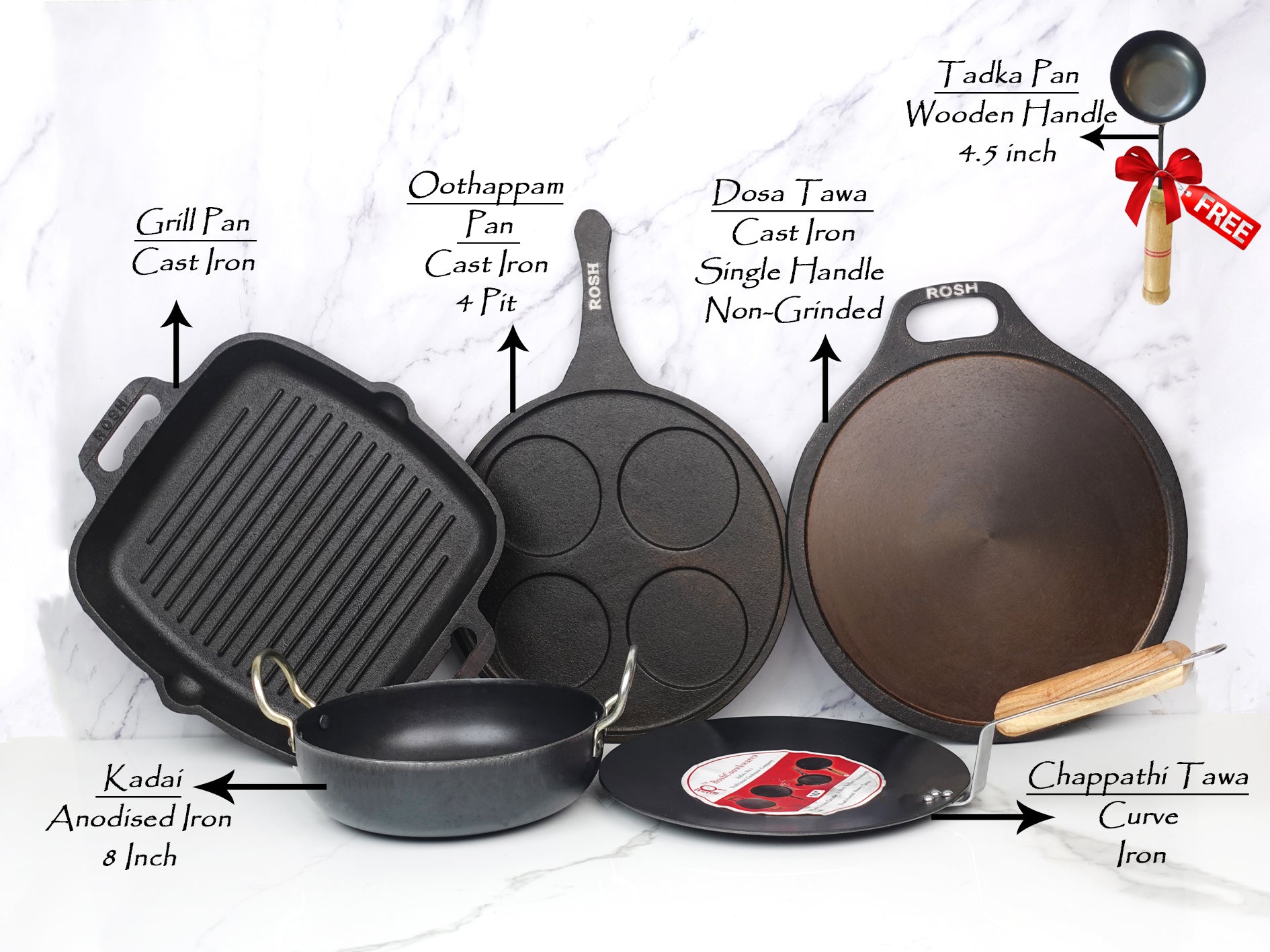 Combo Offer - 18 - Dosa Tawa - Cast Iron - Single Handle - Grinded
