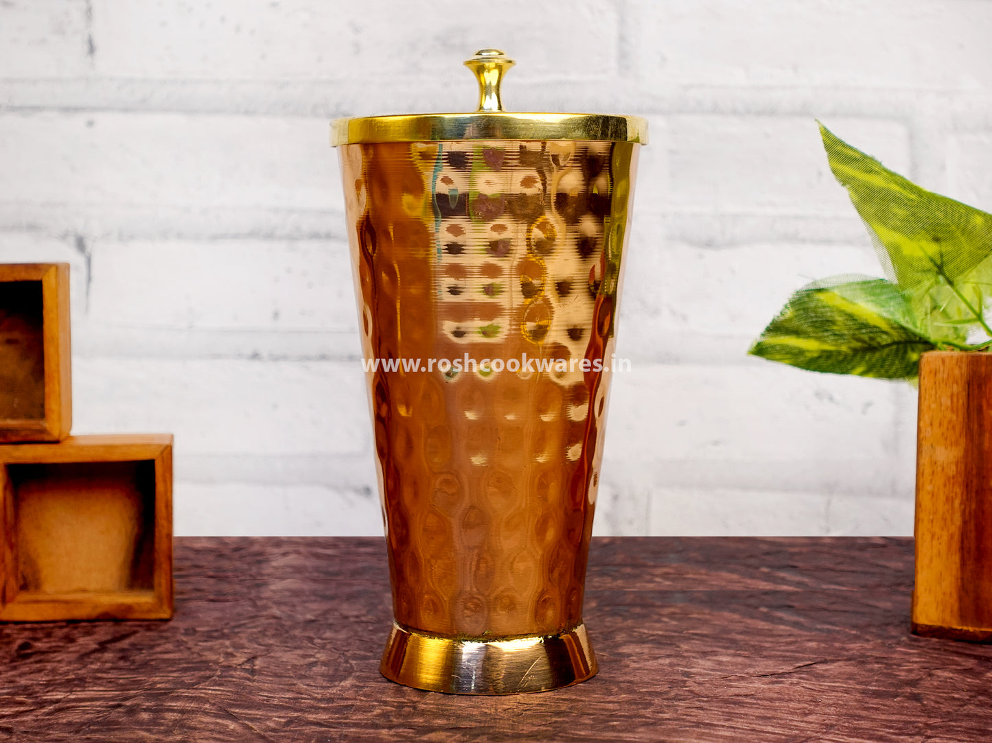 Copper Glass - Heavy -  Bed Side - With Brass Lid - Life Time Product.