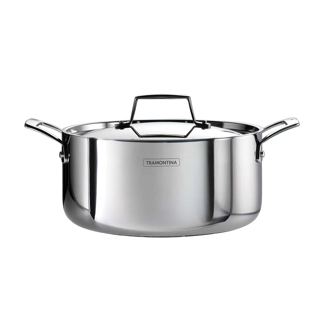 TRAMONTINA Stainless Steel Aeion Triply 30Cm/6.2L Casserole With Ss 304 Lid Healthy, Non Toxic Stock Pot Biryani Sauce Stay Cool Handle 10 Year Warranty, Glossy Finish, 6.2 Liter, Silver