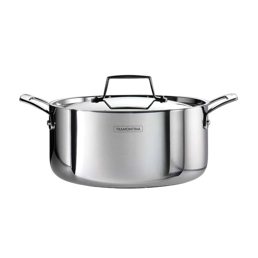 Tramontina Aeion Triply 24cm/4.8 liter Stainless Steel Casserole with SS 304 Lid Healthy, Non Toxic Stock Pot Biryani Pot Sauce Pot Induction Friendly Stay Cool Handle NSF Certified 10 Year Warranty*