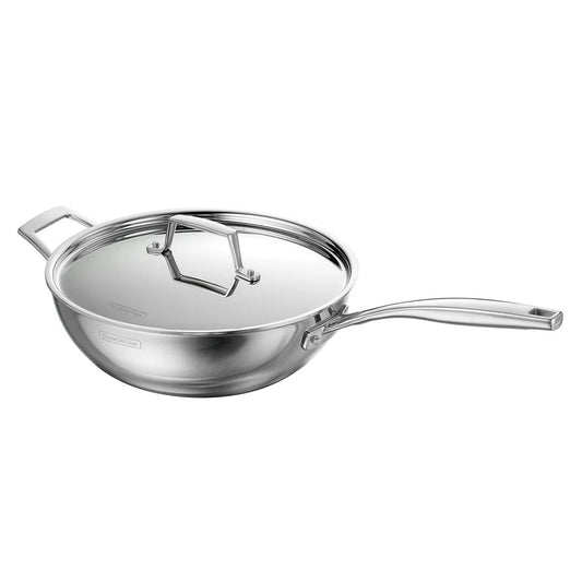 TRAMONTINA Aeion Triply 26cm/3.7L Wok with SS304 Lid Stir-Fry | Saute | Noodles | Fried Rice | Induction Friendly | Stay Cool Handle | NSF Certified | 10 Year Warranty*