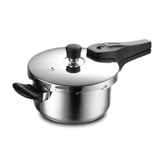 Tramontina Aeion+ 3L Triply Pressure Cooker | Outer Lid | Healthy Stainless Steel Cooker | PFAS, PFOA, PTFE Free | 4-Layer Safety | Side Helper Handle | Induction Friendly | 5-Year Warranty*