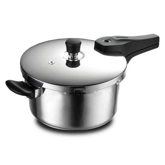 Tramontina Aeion+ 3.5L Triply Pressure Pan | Outer Lid | Healthy Stainless Steel Cooker | PFAS, PFOA, PTFE Free | 4-Layer Safety | Side Helper Handle | Induction Friendly | 5-Year Warranty*