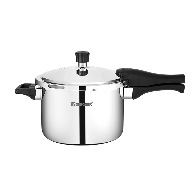 Bergner Trimax Stainless Steel Outer Lid Pressure Cooker, Easy Locking - Induction Bottom ( 5-Year Warranty) 5Ltr