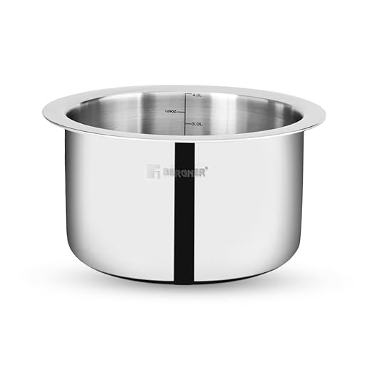 Bergner Argent Triply Stainless Steel Tope, Patila/Bhagona/Tapeli with Stainless Steel Lid, 14 cm, 1.2 litres, Induction Base, Silver, Gas Ready
