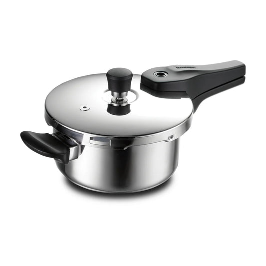 Tramontina Aeion+ 2.5L Triply Pressure Pan | Outer Lid | Healthy Stainless Steel Cooker | PFAS, PFOA, PTFE Free | 4-Layer Safety | Side Helper Handle | Induction Friendly | 5-Year Warranty*