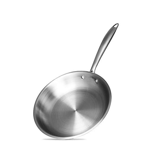 Bergner Argent TriPly Stainless Steel Fry Pan with Riveted Cast Handle & Induction Base (22 cm, Silver)