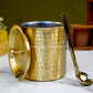 Ghee Pot - Brass With Tin - Hammerred Pattern. Mat Finish.