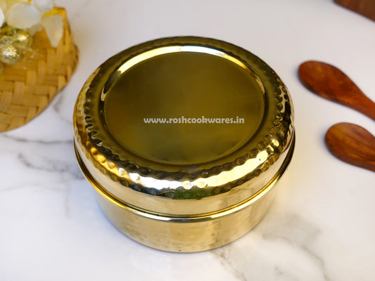 Brass Tiffin Box -  Multistorage Box - Tin Coated - Hammerred - Premium