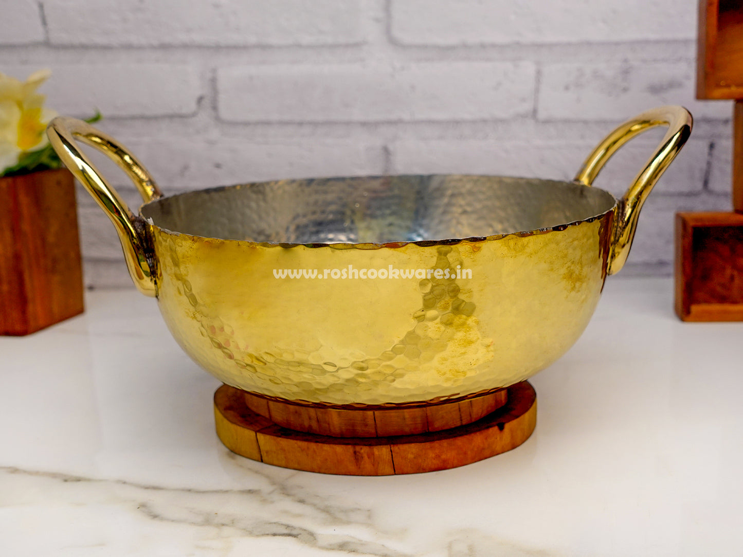 Brass Kadai Hammerred - With Tin Coating Inside .