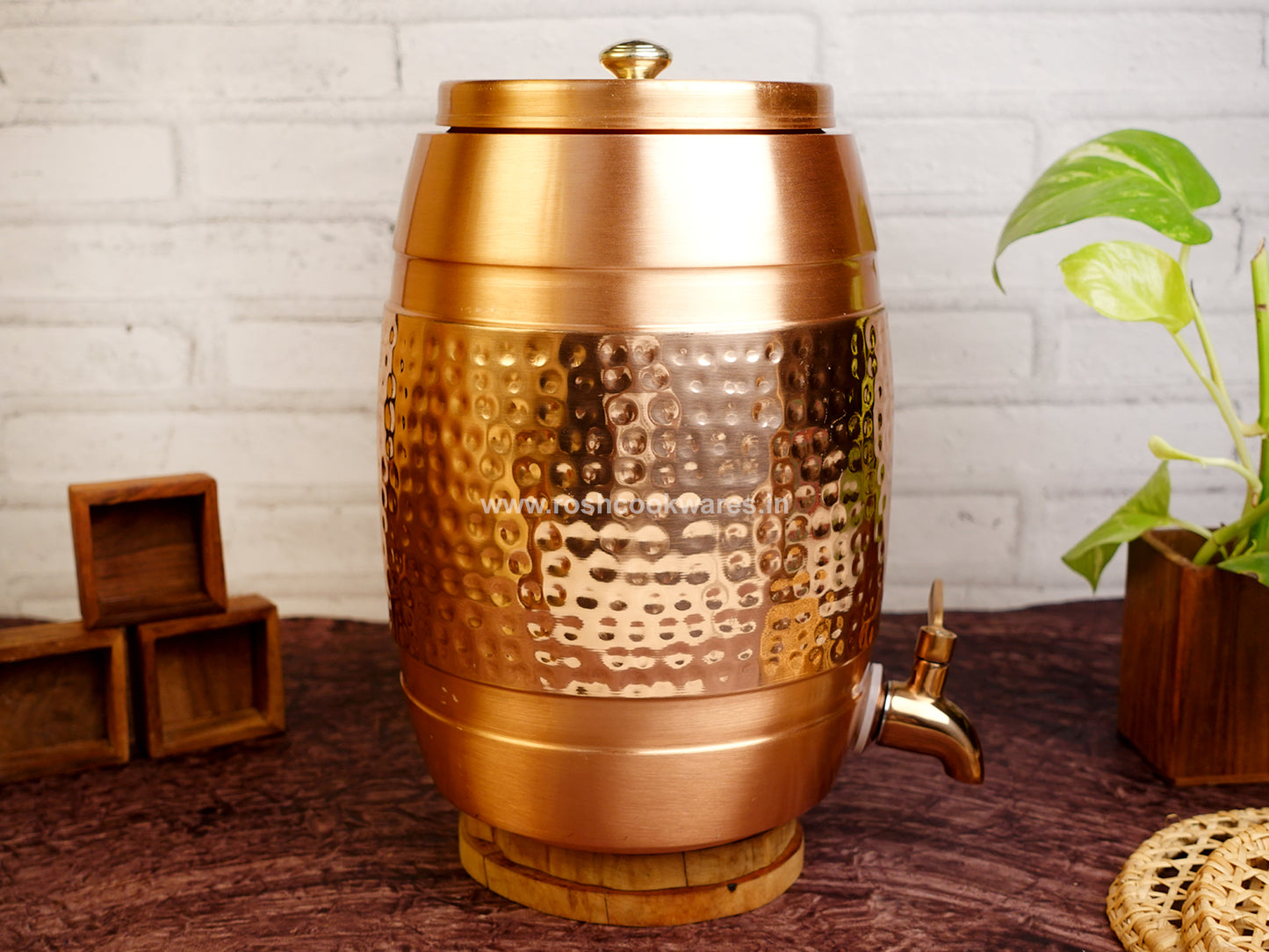 Copper Water Tank - 5 Ltr - Barrel Copper Hammerred..