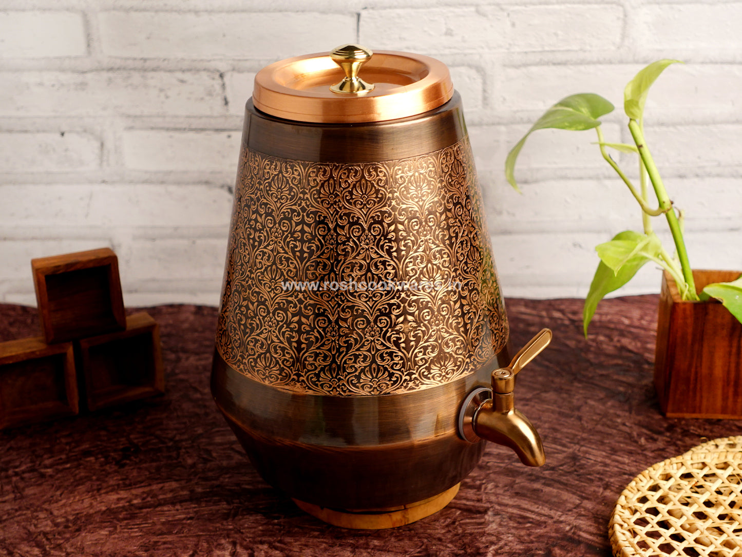 Copper Water Tank - 5 Ltr - Conical Self Print.