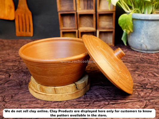 Clay - Handi - Cooking & Serving - V Type - With Lid.