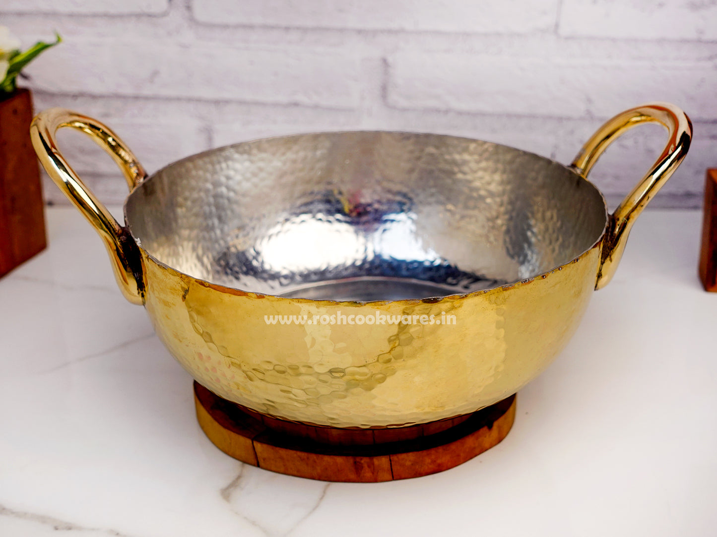 Brass Kadai Hammerred - With Tin Coating Inside .