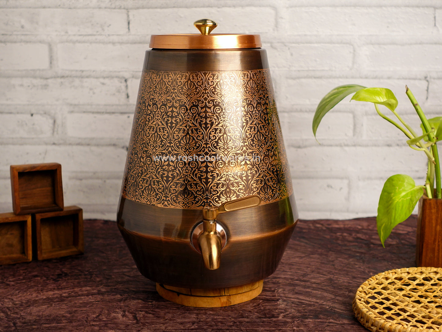 Copper Water Tank - 5 Ltr - Conical Self Print.