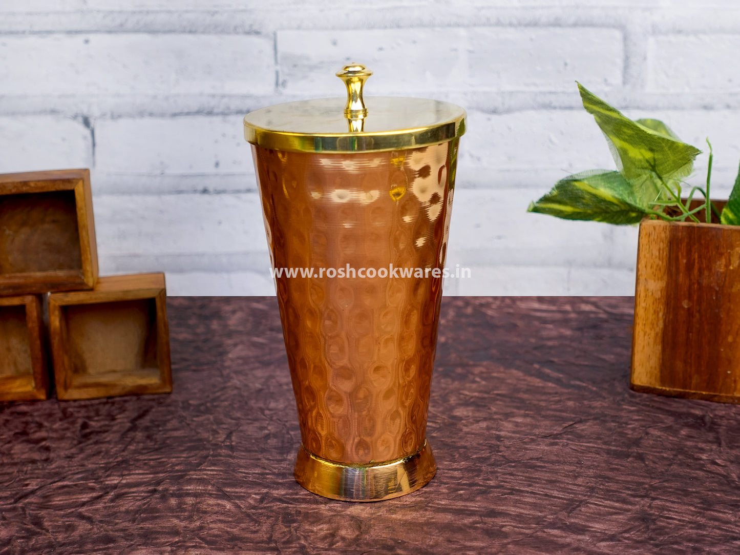 Copper Glass - Heavy -  Bed Side - With Brass Lid - Life Time Product.