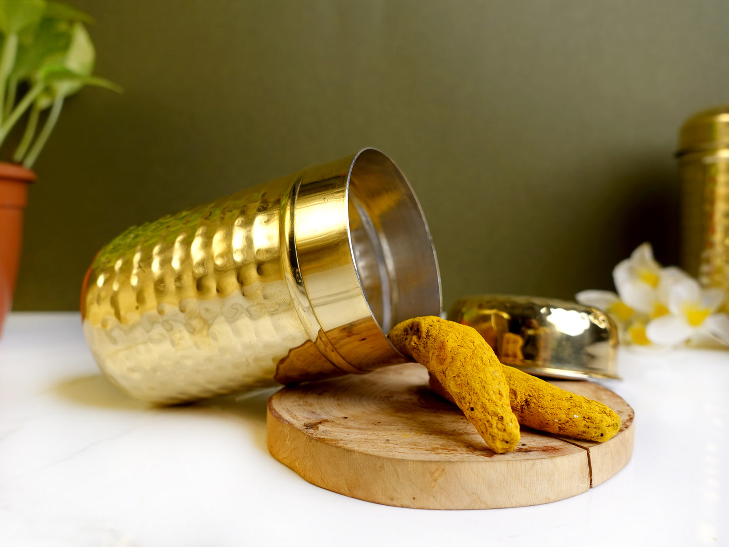 Brass - Storage Box - Hammered - With Tin (Eeyam) - Small