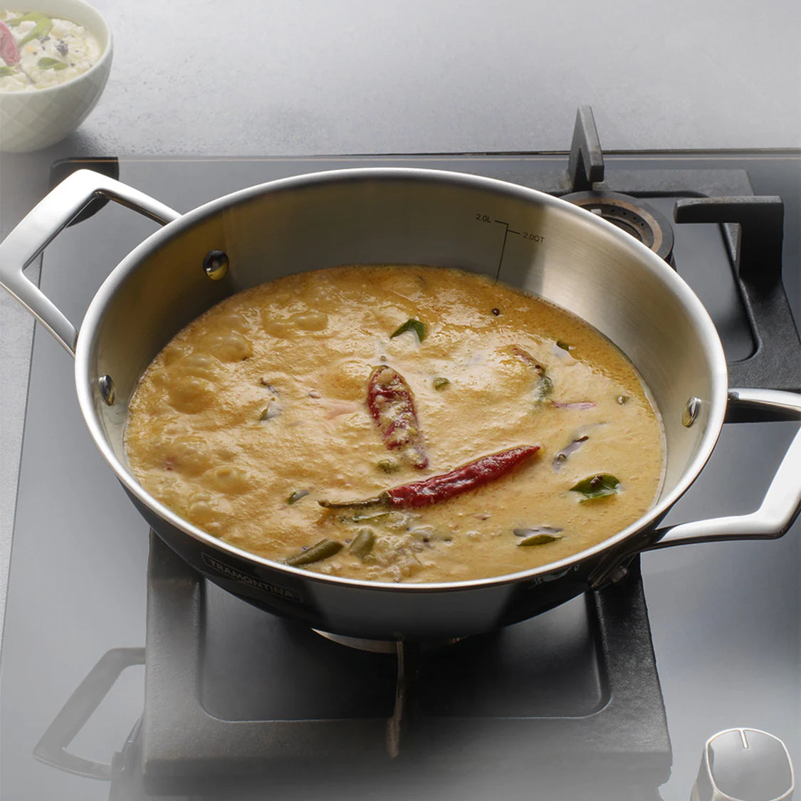 TRAMONTINA Aeion Triply 26cm/3.7L Kadai with SS 304 Lid | Healthy Non Toxic | Kadhai for Curry | Deep Fry | StirFry Cooking | Induction Friendly | Stay Cool Handle | NSF Certified | 10 Year Warranty*