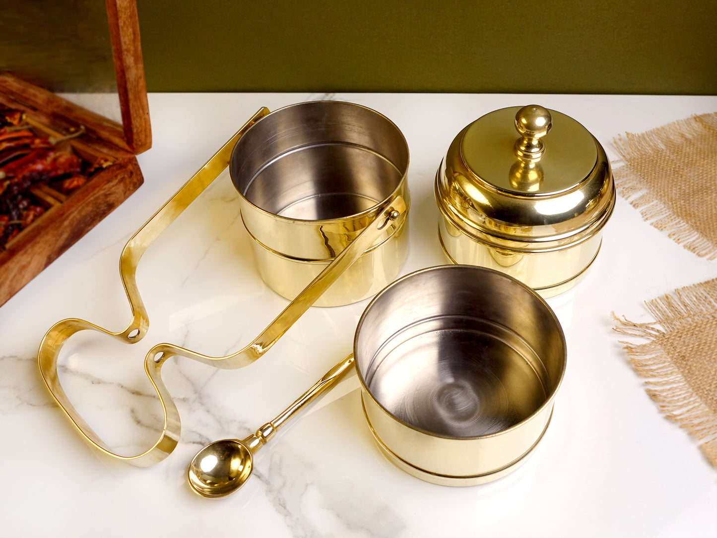 Brass - Tiffin Box - With Kalai (Eeyam) - 3 Box.