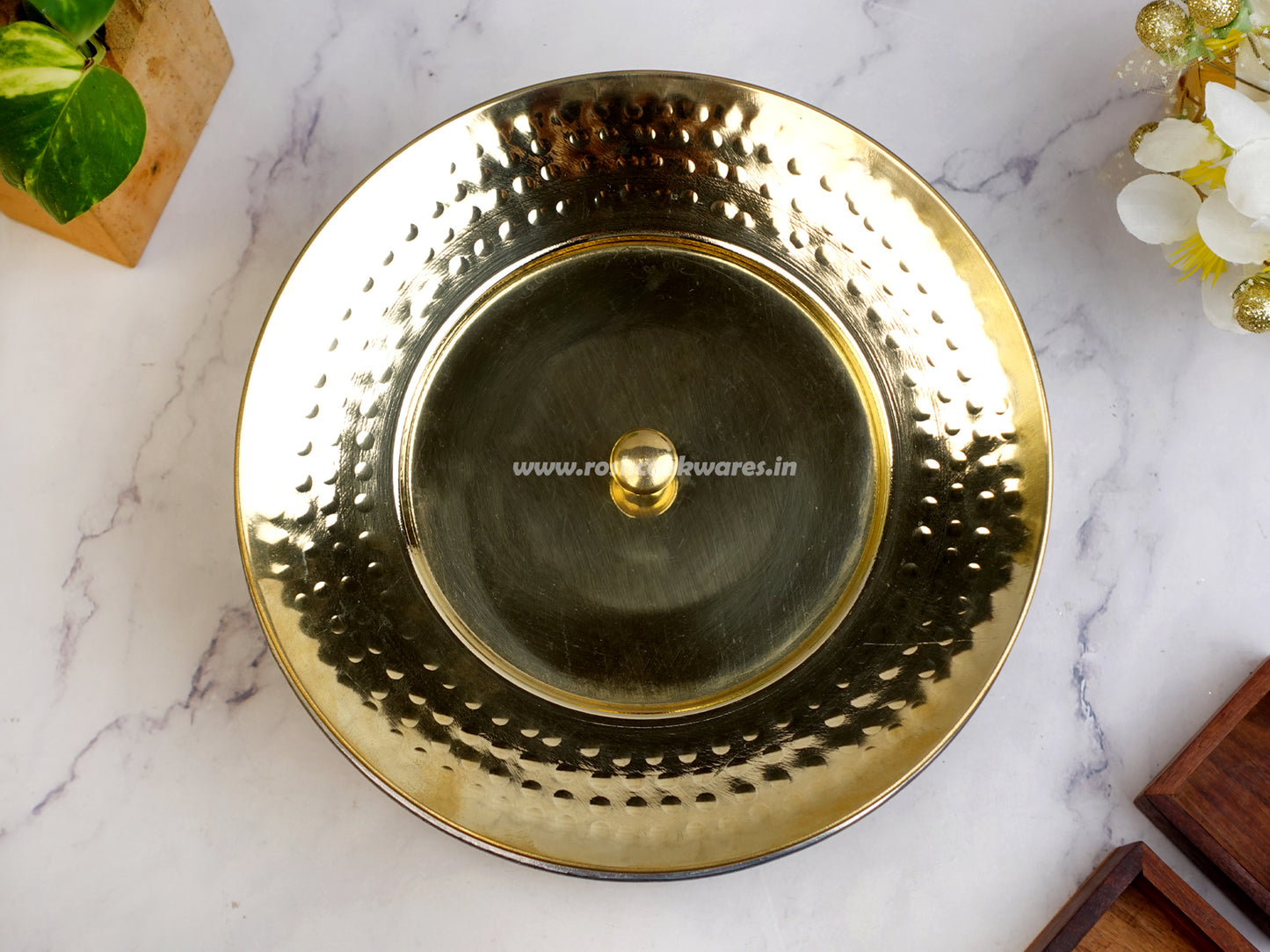 Biryani Handi Curved - Brass - With Kalai .