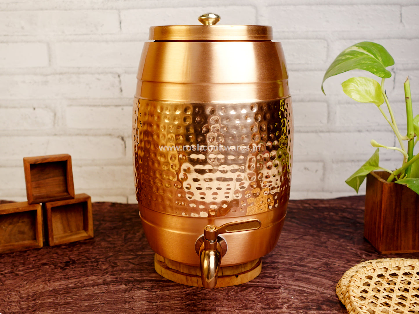 Copper Water Tank - 5 Ltr - Barrel Copper Hammerred..