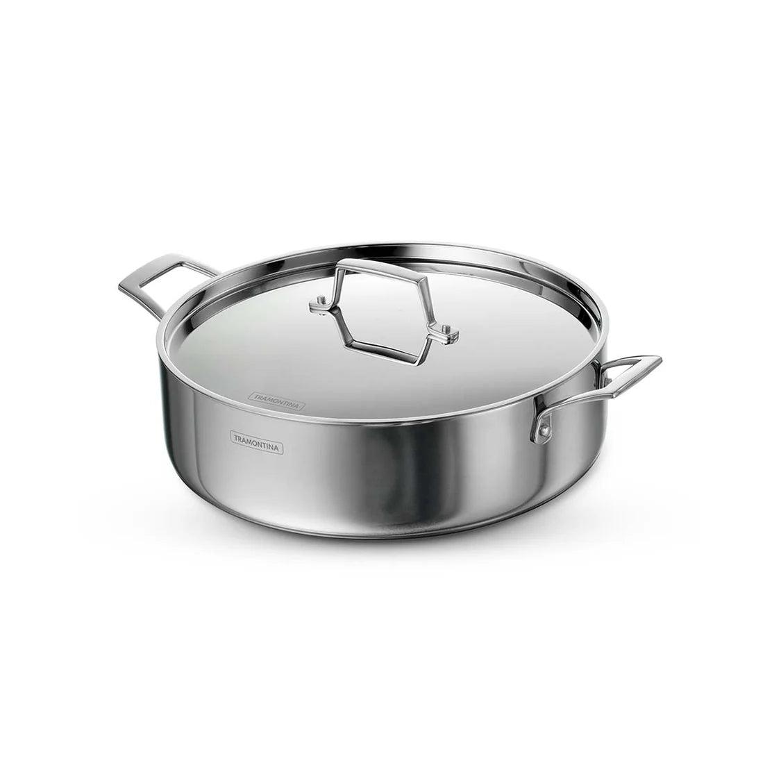 TRAMONTINA Stainless Steel Aeion Triply 30Cm/6.2L Casserole With Ss 304 Lid Healthy, Non Toxic Stock Pot Biryani Sauce Stay Cool Handle 10 Year Warranty, Glossy Finish, 6.2 Liter, Silver