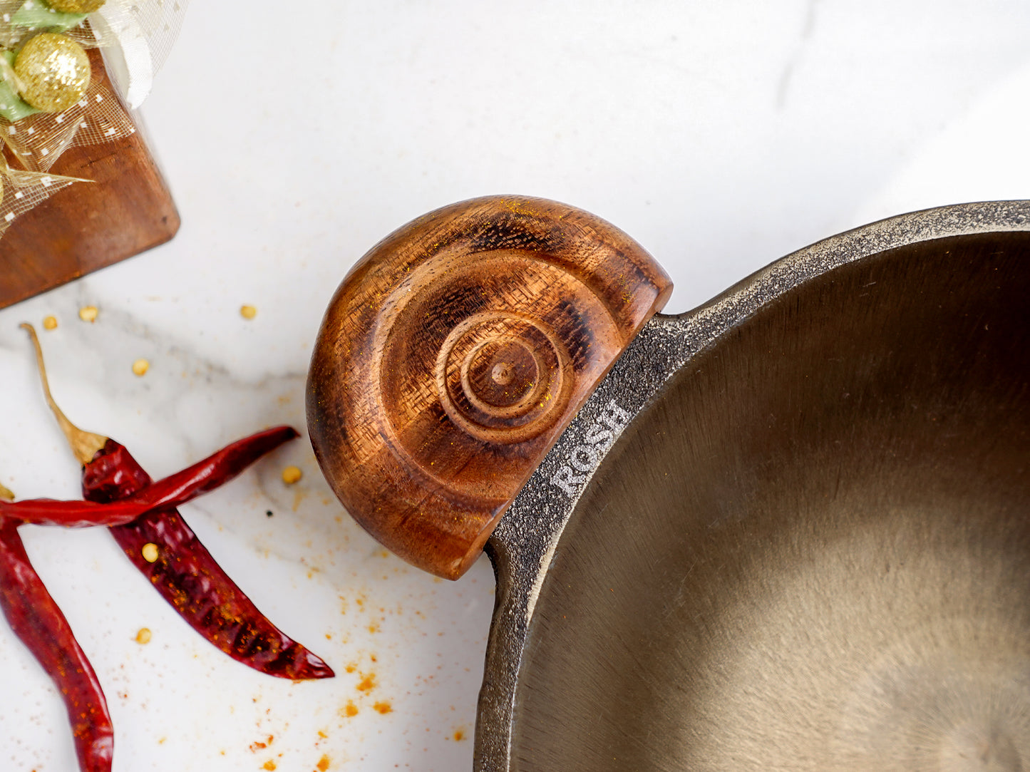 Appam Pan - Cast Iron - Grinded - Wooden Handles .