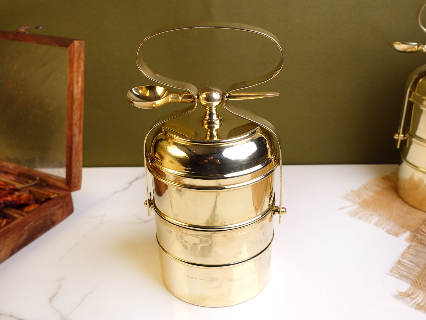 Brass - Tiffin Box - With Kalai (Eeyam) - 2 Box.