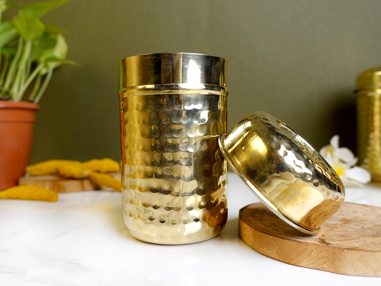 Brass - Storage Box - Hammered - With Tin (Eeyam) - Small