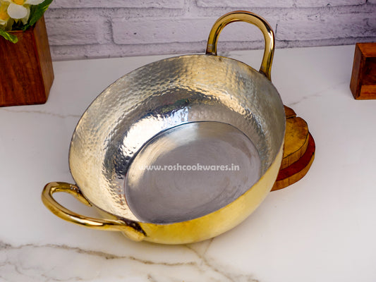 Brass Kadai Hammerred - With Tin Coating Inside .