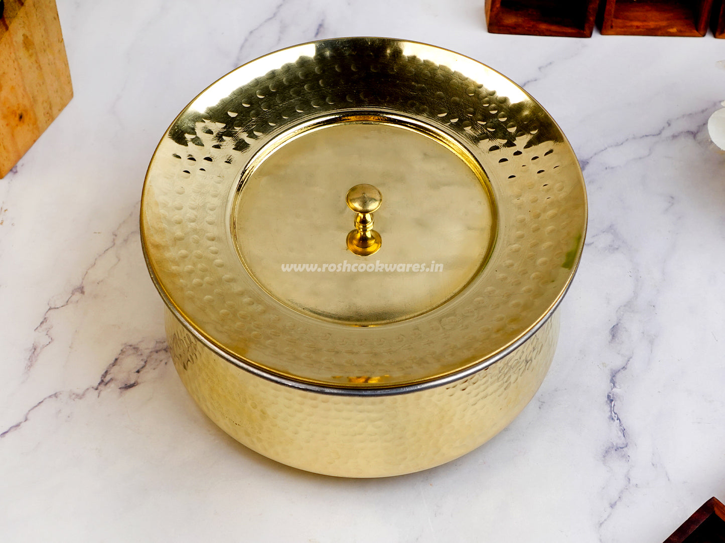 Biryani Handi Curved - Brass - With Kalai .