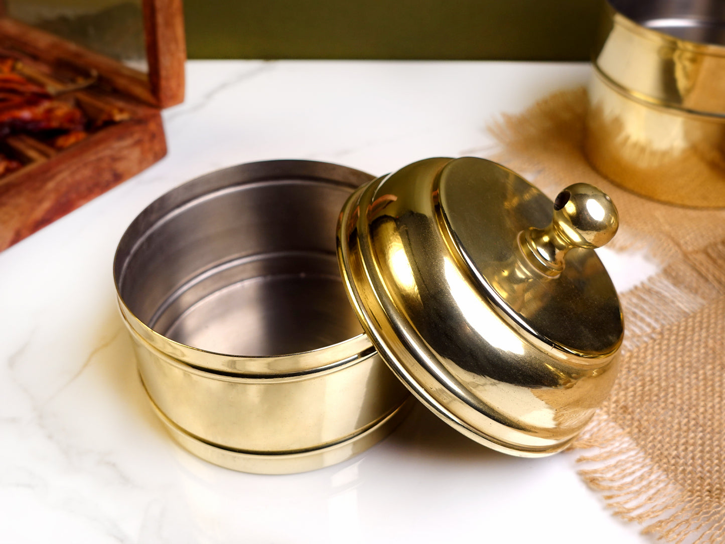 Brass - Tiffin Box - With Kalai (Eeyam) - 3 Box.