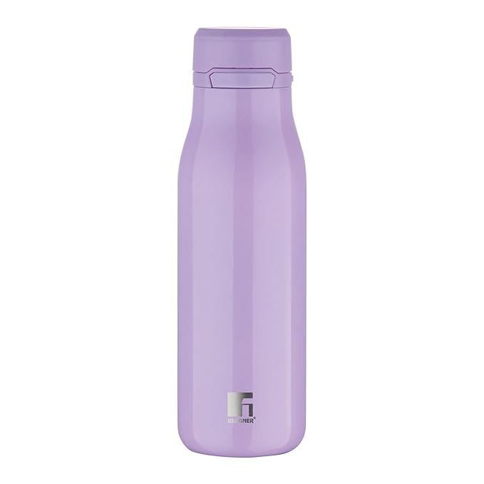 Bergner Walking Thermosteel Hot and Cold Bottle, 500 ml, Purple | Vacuum Insulated | Rust Proof | Leak Proof | Tea | Coffee | Juice