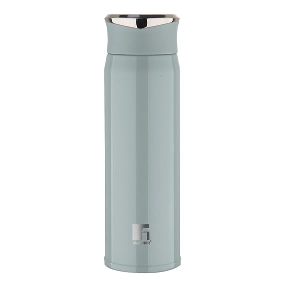 Bergner Walking Thermosteel Hot and Cold Bottle, 450 ml, Green | Vacuum Insulated | Rust Proof | Leak Proof | Tea | Coffee | Juice
