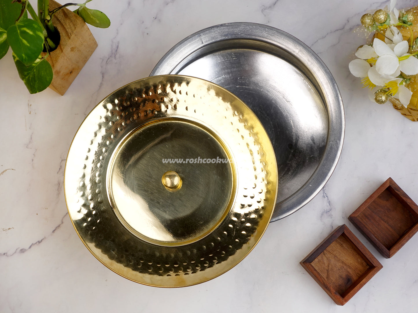 Biryani Handi Curved - Brass - With Kalai .