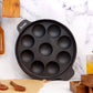 Paniyaram Pan Cast Iron - Jumbo 9 Pit Round Full Flat  Induction Base.