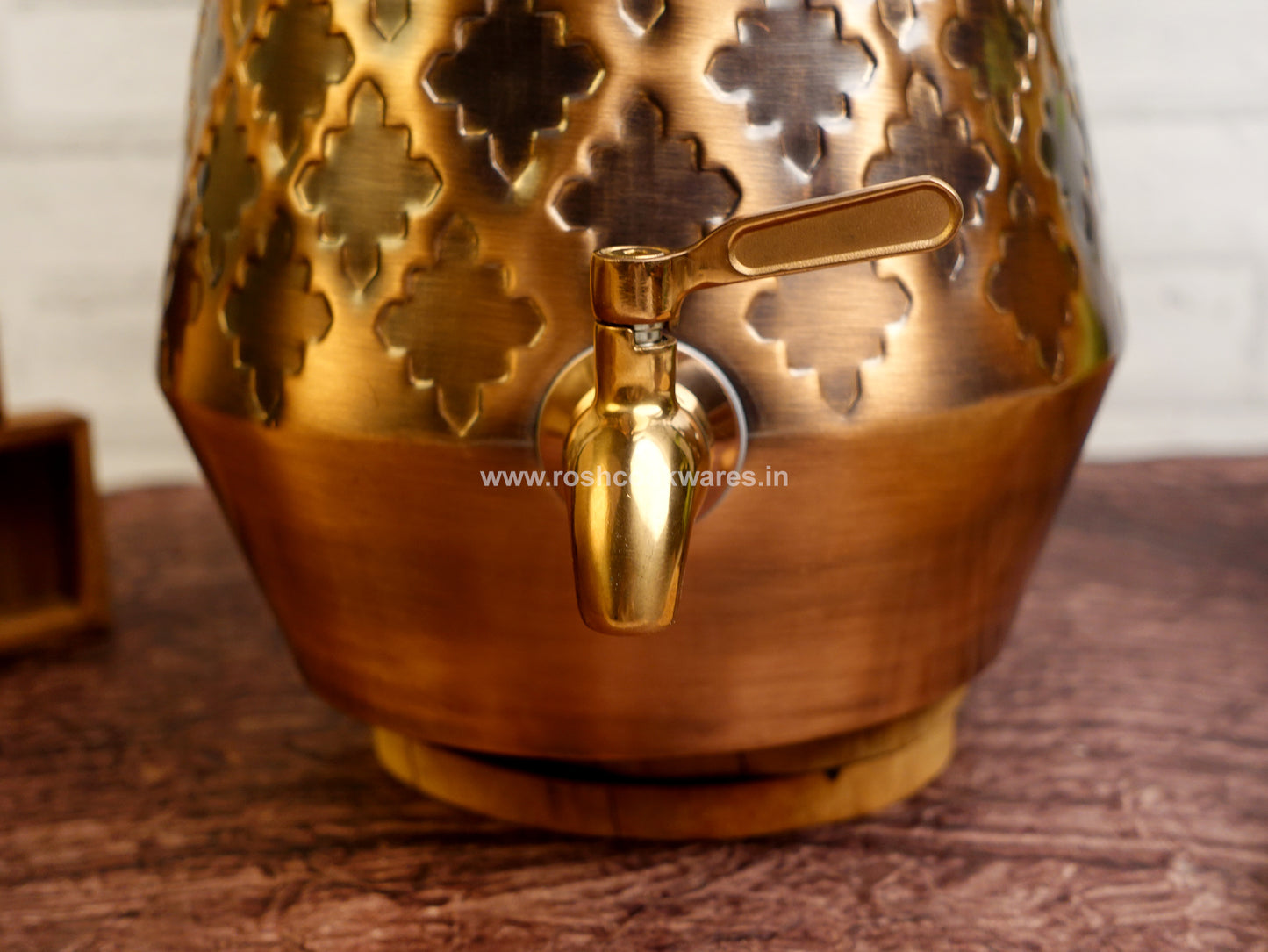 Copper Water Tank - 5 Ltr - Conical Self Print Diamond.