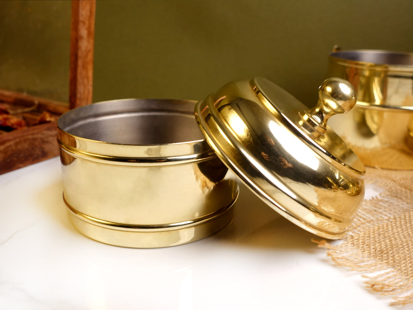 Brass - Tiffin Box - With Kalai (Eeyam) - 3 Box.