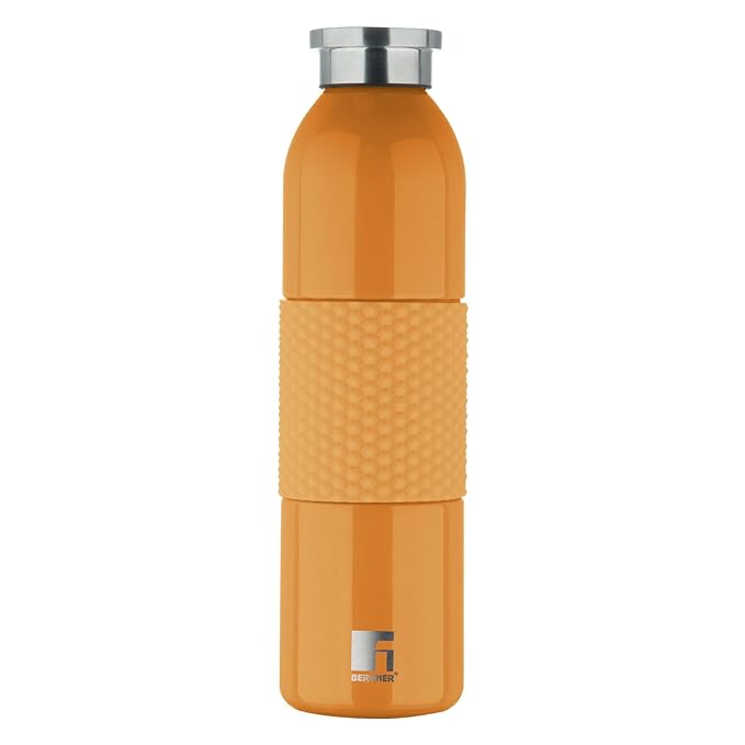 Bergner Walking Thermosteel Hot and Cold Bottle, 600 ml, Orange | Vacuum Insulated | Rust Proof | Leak Proof | Tea | Coffee | Juice