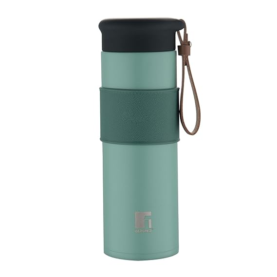 Bergner Walking Thermosteel Hot and Cold Bottle, 450 ml, Green | Vacuum Insulated | Rust Proof | Leak Proof | Tea | Coffee | Juice