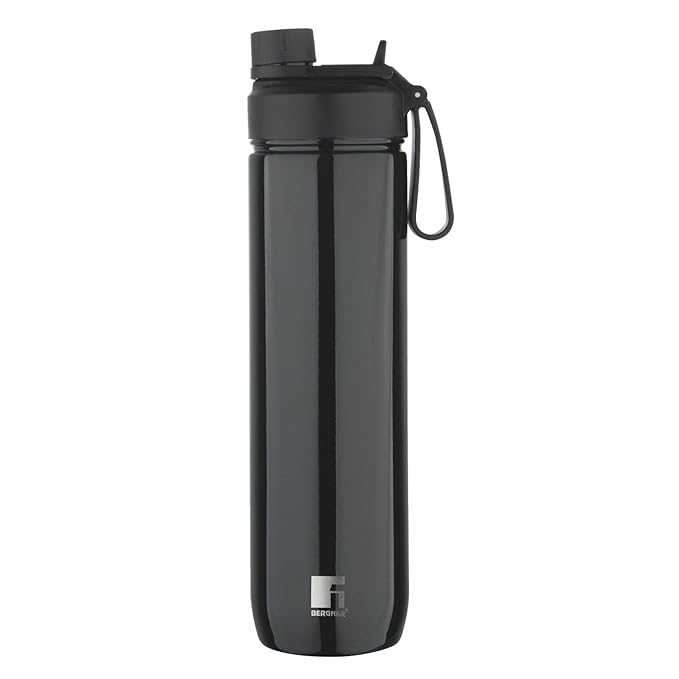 Bergner Walking Thermosteel Hot and Cold Bottle, 750 ml, Black | Vacuum Insulated | Rust Proof | Leak Proof | Tea | Coffee | Juice