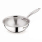 Bergner Argent-Mini Triply Stainless Steel Wok/Chinese Kadai, 18 cm, Induction Bottom, Gas Ready, Silver