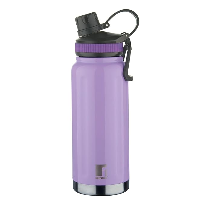 Bergner Walking Thermosteel Hot and Cold Bottle, 750 ml, Purple | Vacuum Insulated | Rust Proof | Leak Proof | Tea | Coffee | Juice