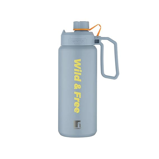 Bergner Walking Thermosteel Hot and Cold Bottle, 1000 ml, Grey | Vacuum Insulated | Rust Proof | Leak Proof | Tea | Coffee | Juice