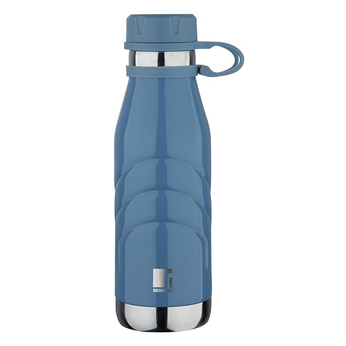 Bergner Walking Thermosteel Hot and Cold Bottle, 500 ml, Blue | Vacuum Insulated | Rust Proof | Leak Proof | Tea | Coffee | Juice