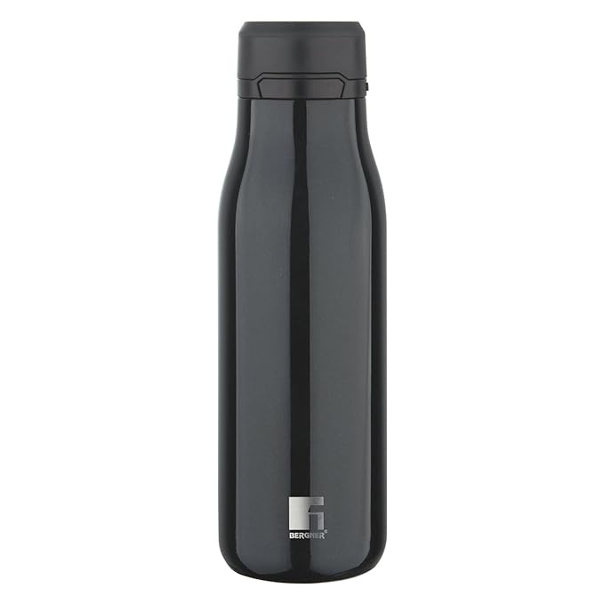 Bergner Walking Thermosteel Hot and Cold Bottle, 720 ml, Black | Vacuum Insulated | Rust Proof | Leak Proof | Tea | Coffee | Juice