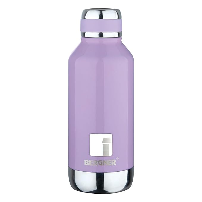 Bergner Walking Thermosteel Hot and Cold Bottle, 1000 ml, Purple | Vacuum Insulated | Rust Proof | Leak Proof | Tea | Coffee | Juice