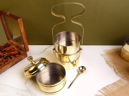 Brass - Tiffin Box - With Kalai (Eeyam) - 3 Box.