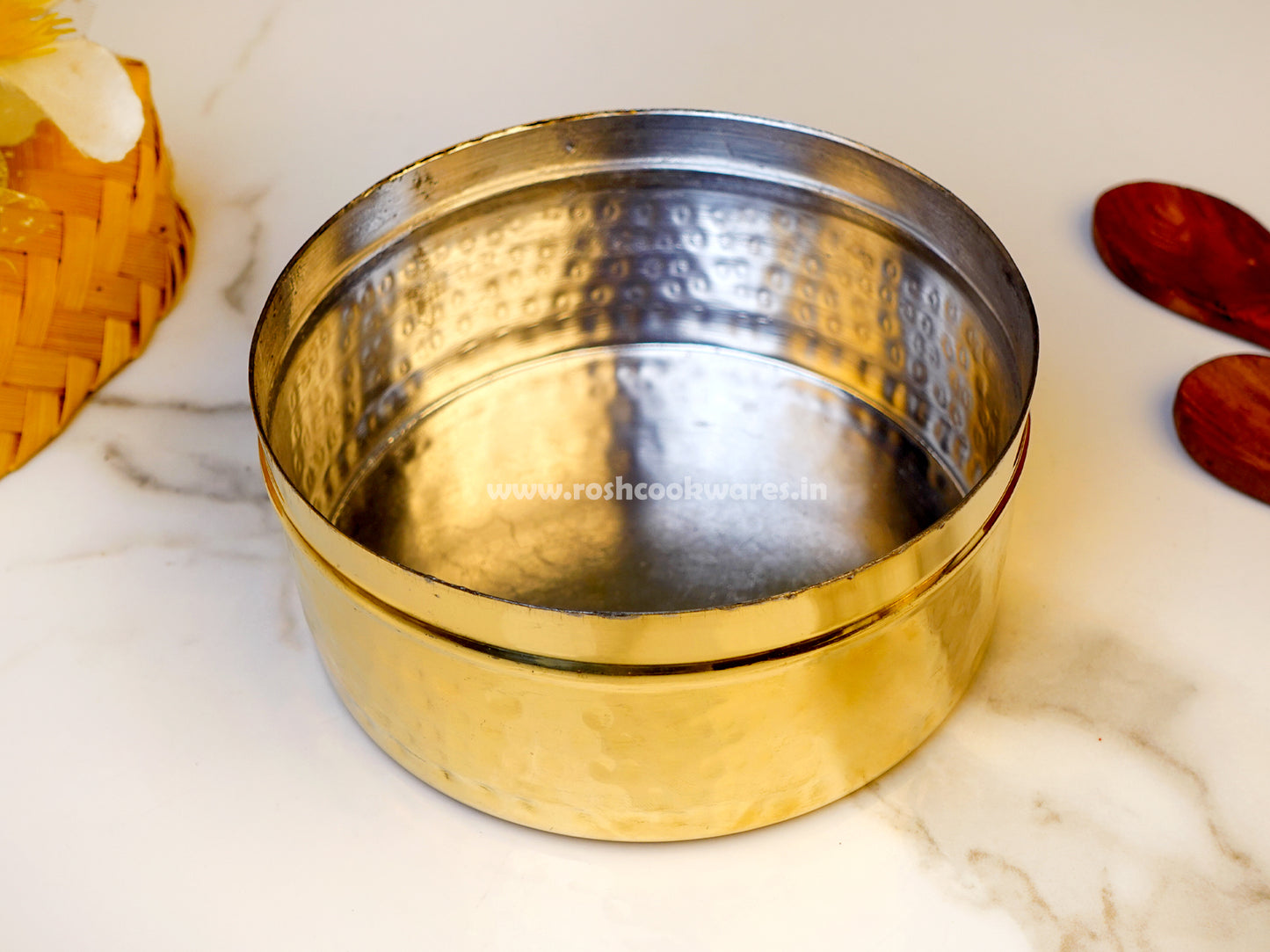 Brass Tiffin Box -  Multistorage Box - Tin Coated - Hammerred - Premium